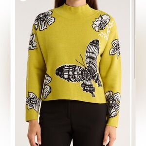 Tahari Mock Neck Jacquard Sweater